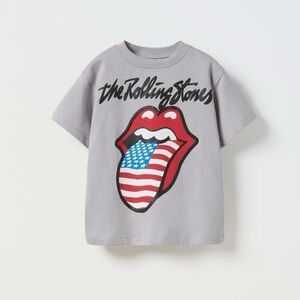 The Rolling Stones Gray and Red Short Sleeve Tee